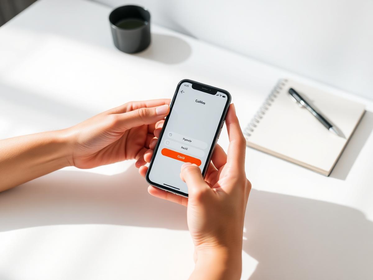Person som svarar på en teorifråga i mobilen